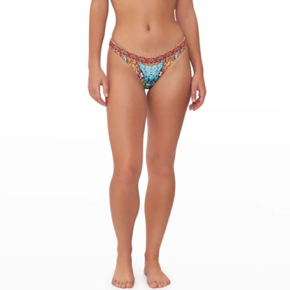 Camilla "Lucky Charms" Embellished High-Leg Bikini Bottom, Multicolor